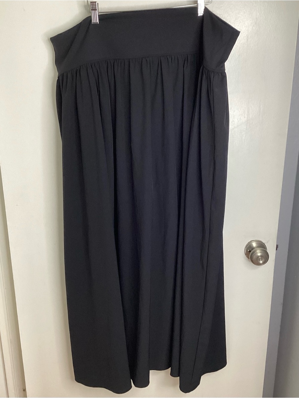 Classic Breezeful High Waisted Flowy Quick Dry Black Maxi Skirt w/ High Split 3X